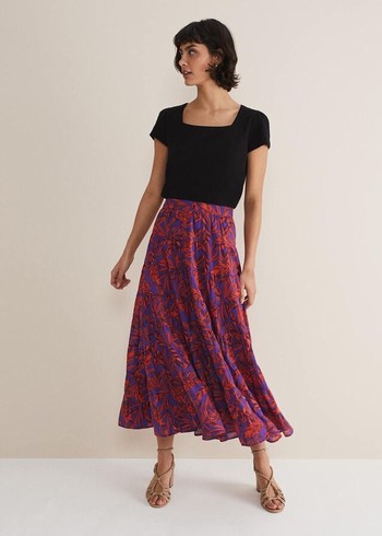 Phase Eight Eloraina Leaf Print Skirts Multicolor USA | 8174320-FM